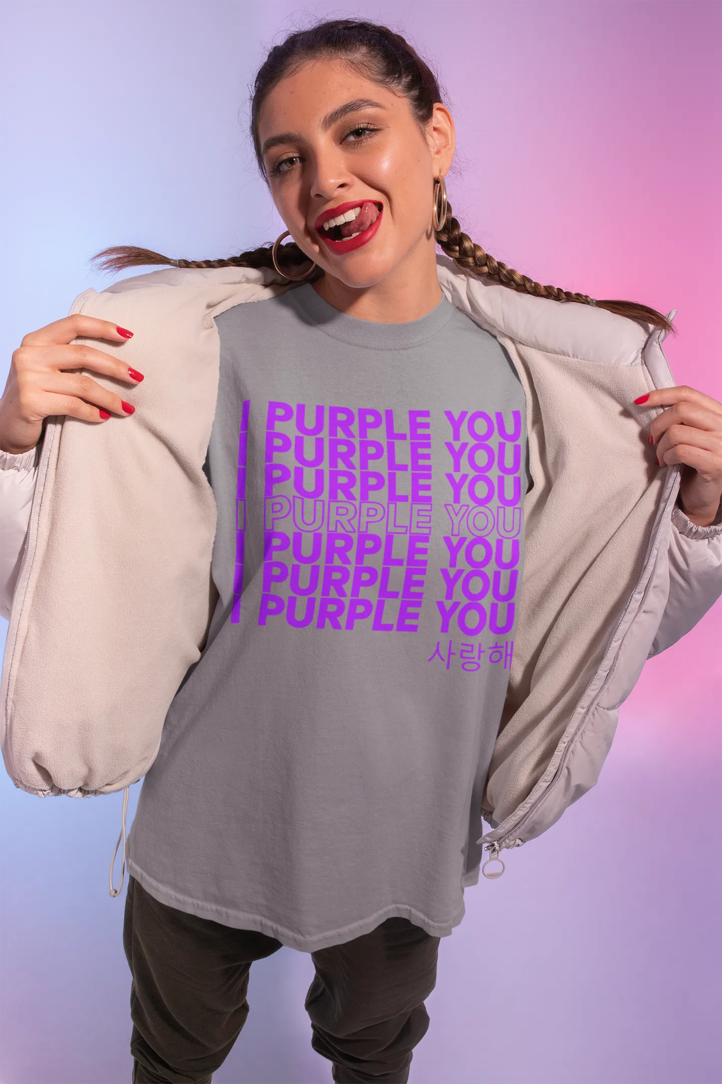 BTS I purple you 사랑해 Oversized T-shirt