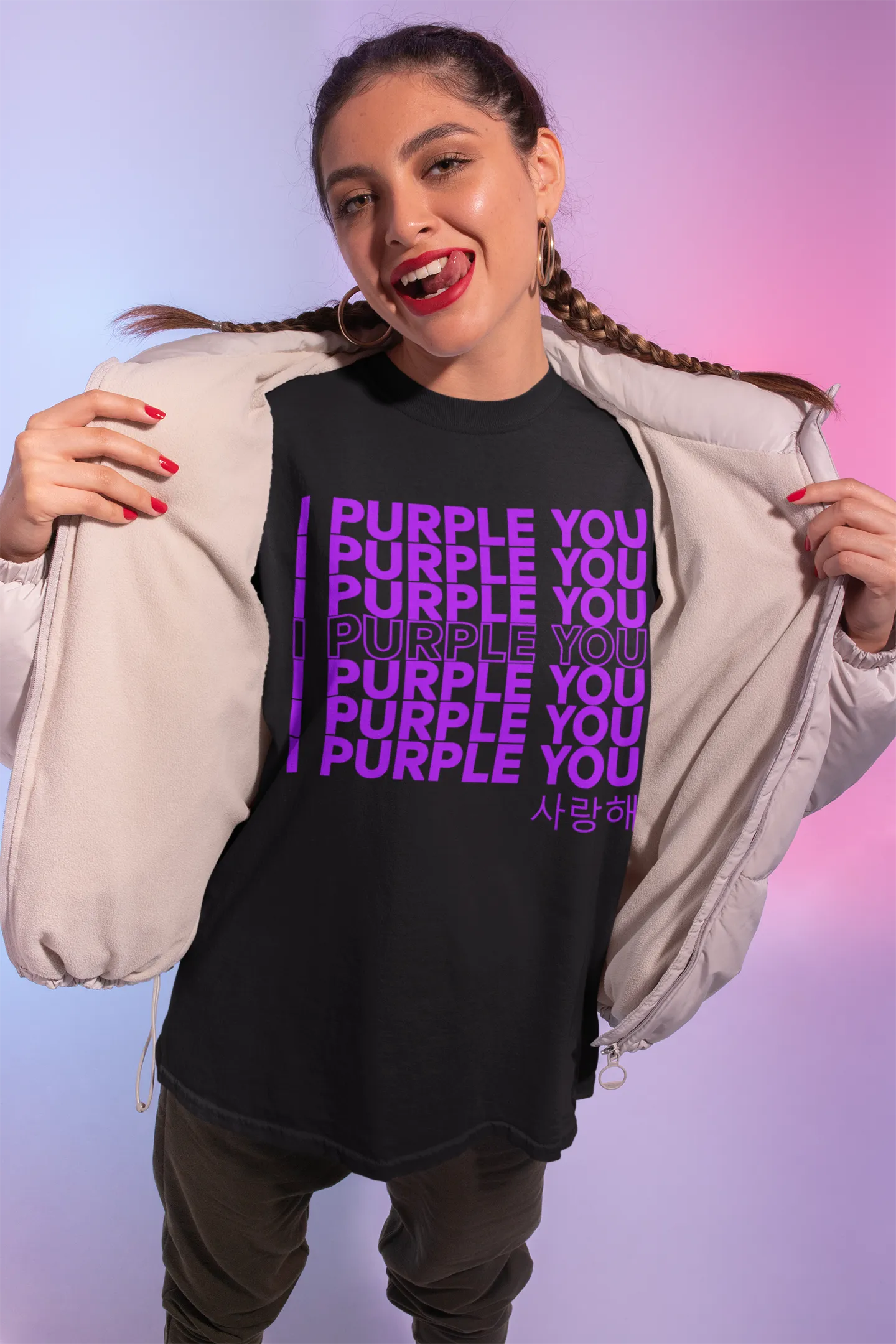 BTS I purple you 사랑해 Oversized T-shirt