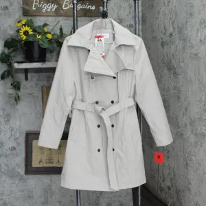 Calvin Klein Women's Trench Coat Belted Jacket Detachable Hood Tan Brown M