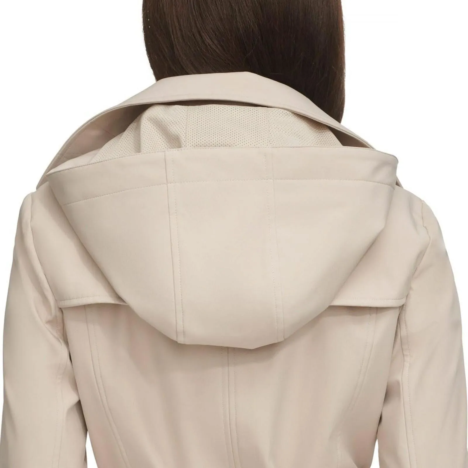 Calvin Klein Women's Trench Coat Belted Jacket Detachable Hood Tan Brown M