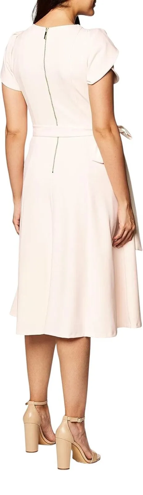 Calvin Klein Women's Tulip Sleeved A-Line Dress with Self Belt Blossom Pink 2