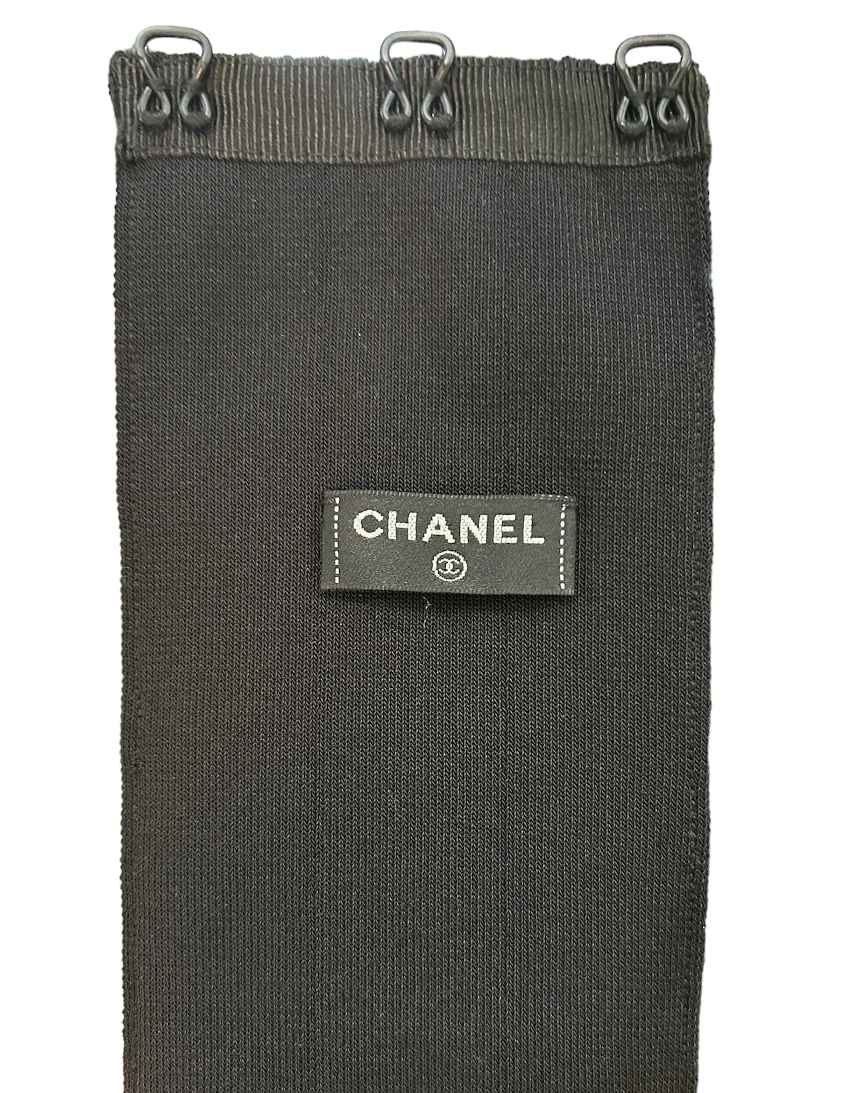 CHANEL Black Pleated Bodycon Full Length Dress   Belt