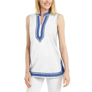 Charter Club Women's Woven Seersucker Sleeveless Tunic Top
