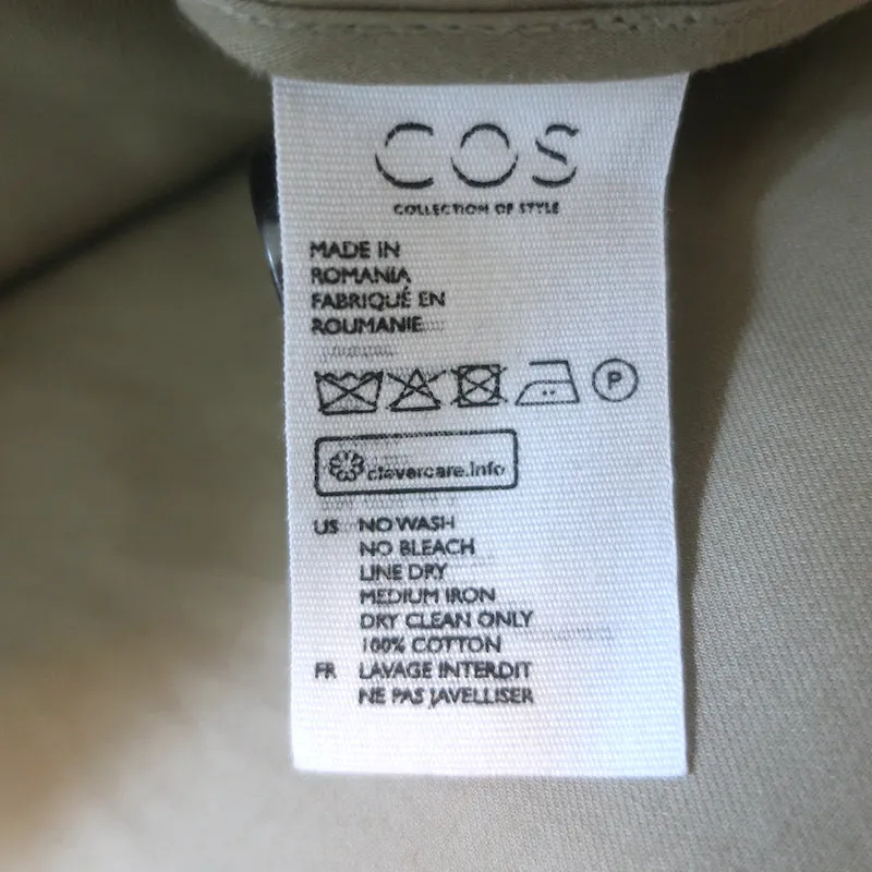 COS Trench Coat Beige Cotton Size 4 Belted Long Jacket
