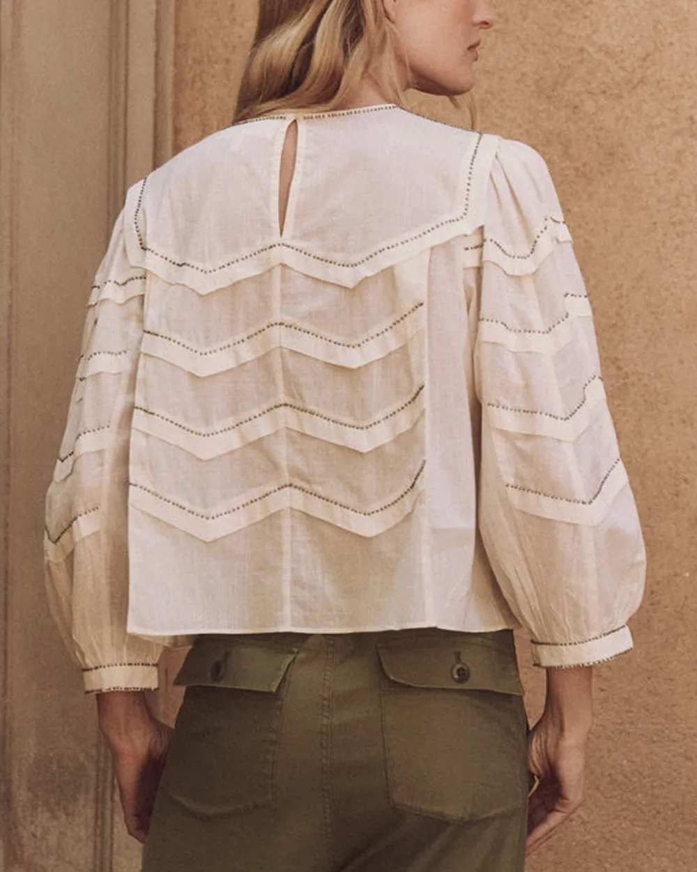 Cream Beaded Chevron Top