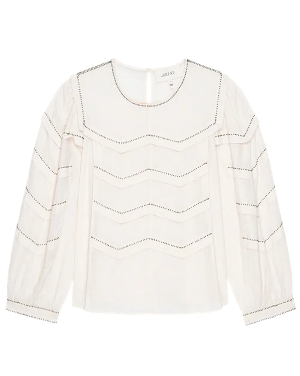 Cream Beaded Chevron Top