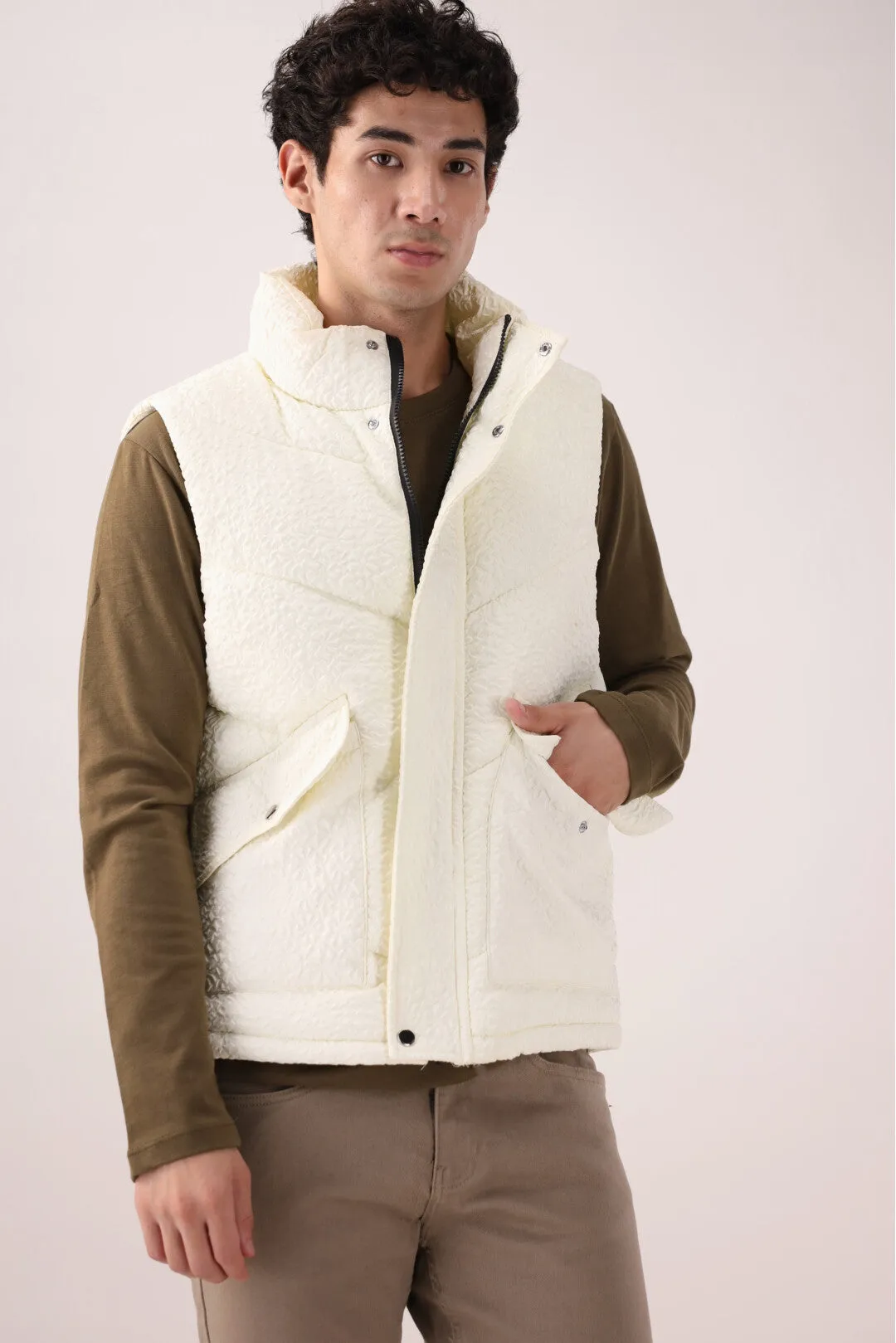 Cream Sleeveless Jacket