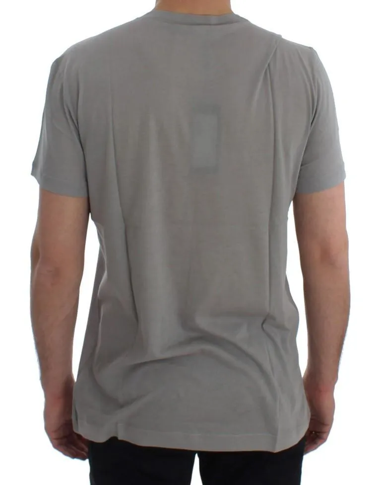Crewneck 2015 Motive Print Gray Cotton T-shirt
