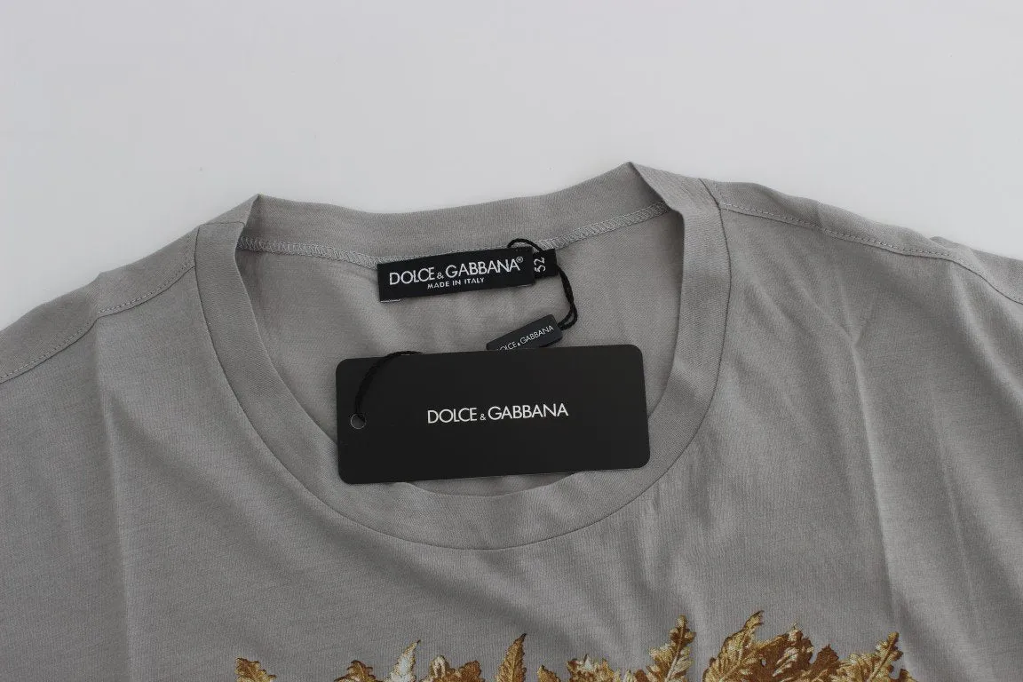 Crewneck 2015 Motive Print Gray Cotton T-shirt