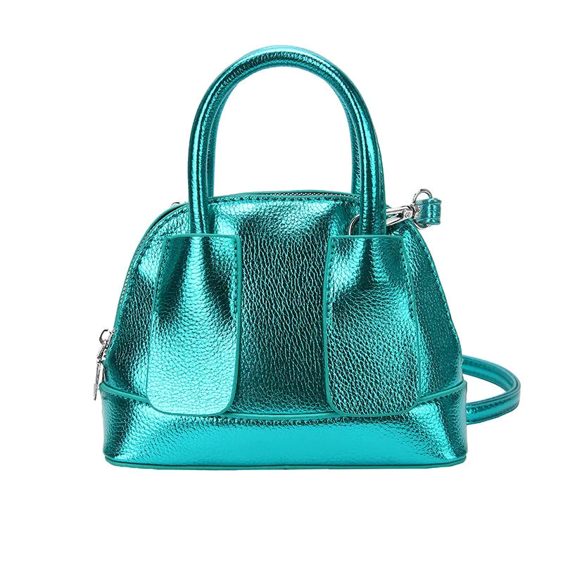Cross-Border Women's Bag2023New Fashion Shiny Surface Lychee Pattern Portable Shell Bag Textured Women's Shoulder Messenger Bag