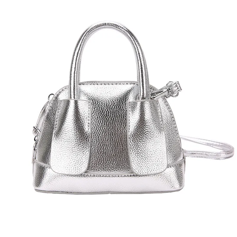 Cross-Border Women's Bag2023New Fashion Shiny Surface Lychee Pattern Portable Shell Bag Textured Women's Shoulder Messenger Bag