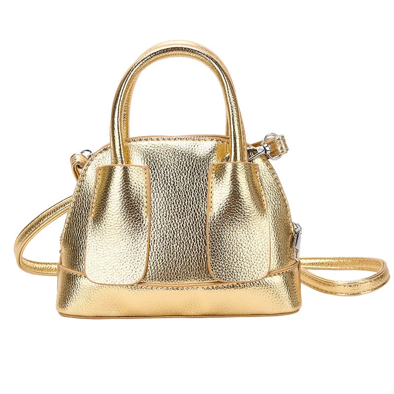 Cross-Border Women's Bag2023New Fashion Shiny Surface Lychee Pattern Portable Shell Bag Textured Women's Shoulder Messenger Bag