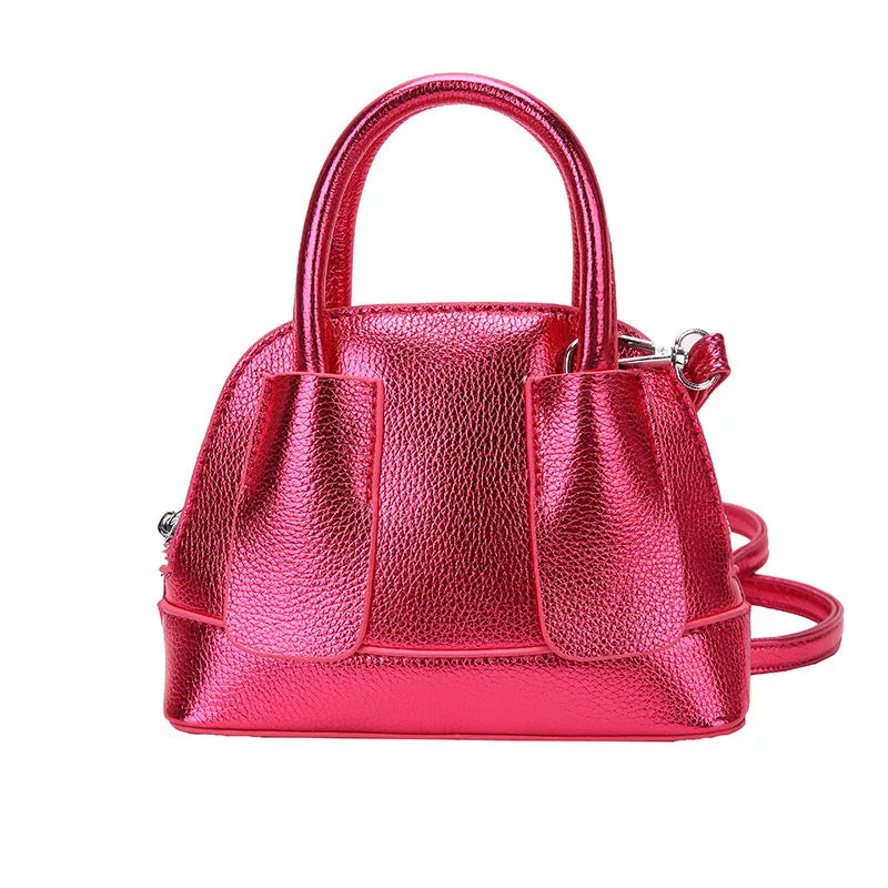 Cross-Border Women's Bag2023New Fashion Shiny Surface Lychee Pattern Portable Shell Bag Textured Women's Shoulder Messenger Bag
