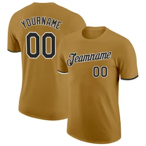Custom Old Gold Black-White Performance T-Shirt