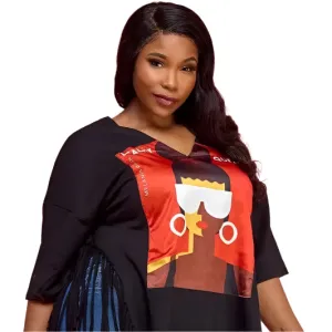 Deep V-Neck Top with Fringes
