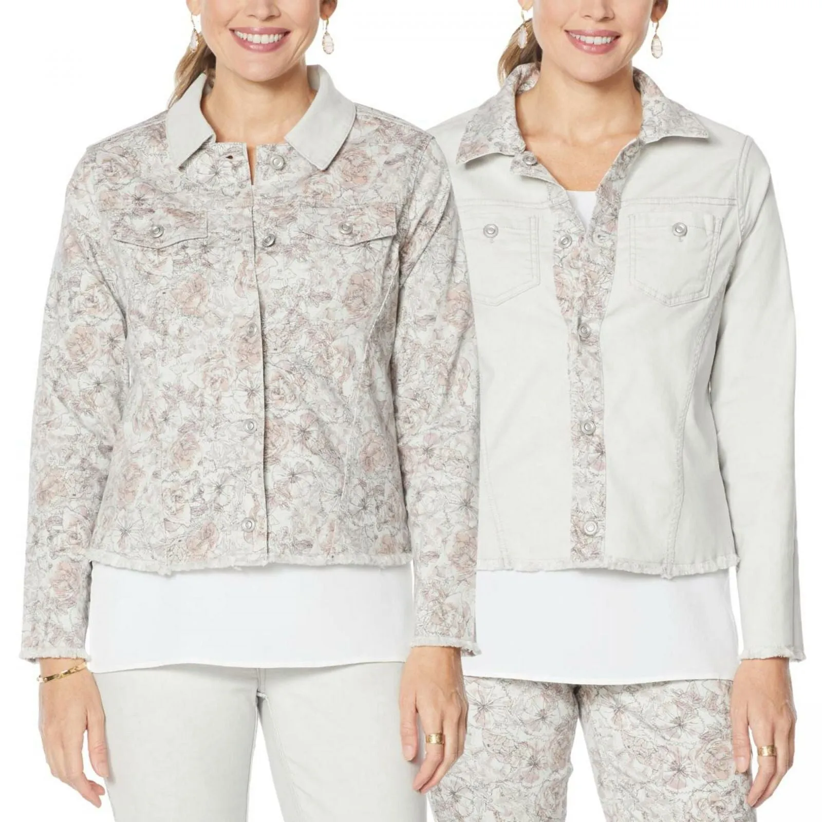DG2 by Diane Gilman Women's Reversible Twill Denim Jacket