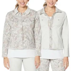 DG2 by Diane Gilman Women's Reversible Twill Denim Jacket