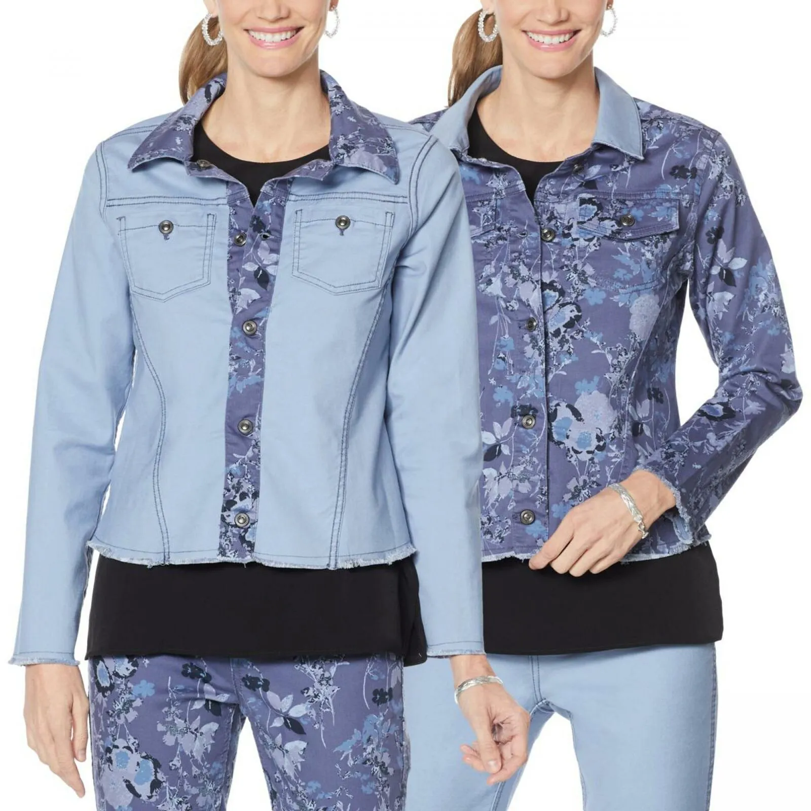 DG2 by Diane Gilman Women's Reversible Twill Denim Jacket
