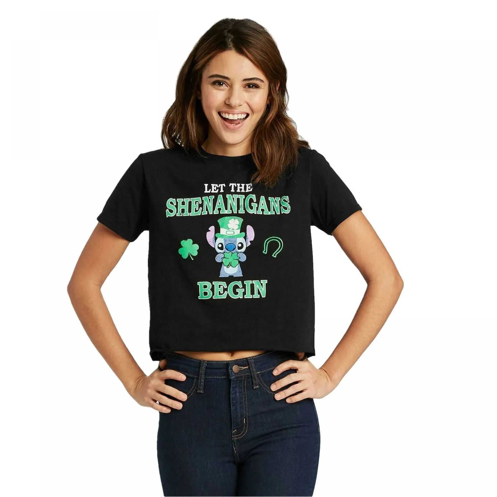 Disney Women's St. Patrick's Day Stitch Shenanigans T-Shirt