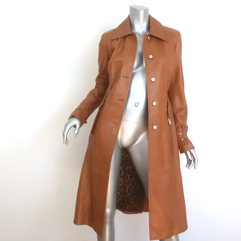Dolce & Gabbana Belted Leather Coat Brown Lambskin Size 42