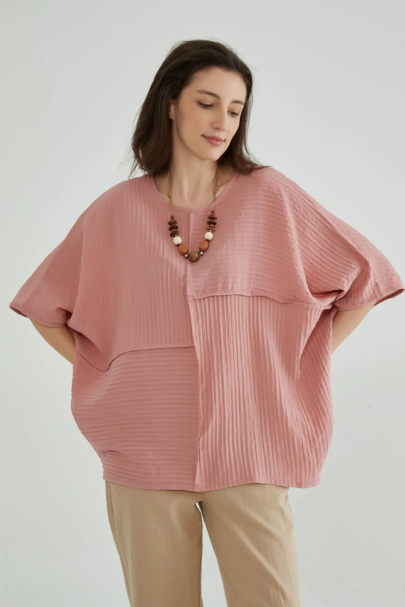 Dusty Pink Oversized Batwing Top
