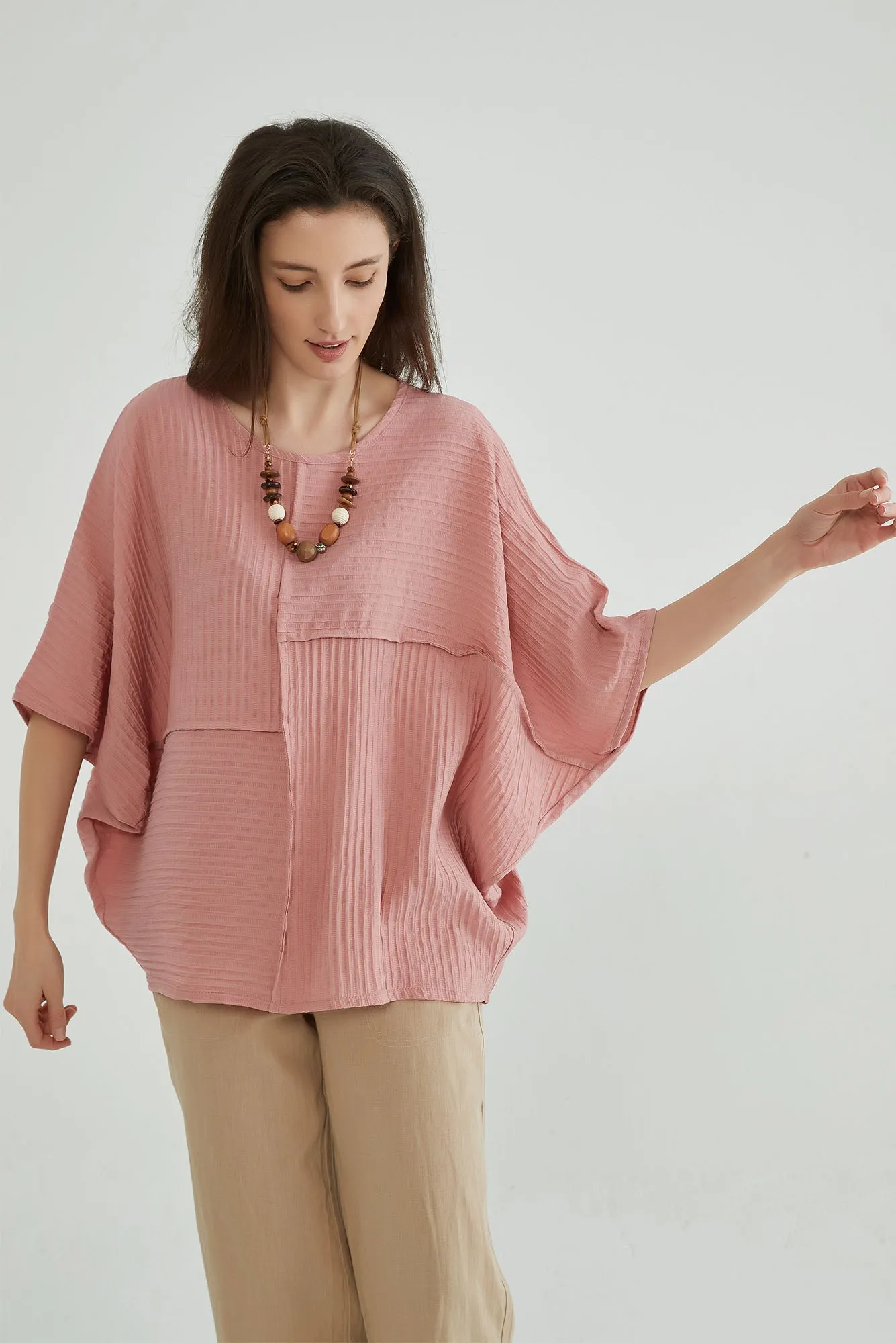 Dusty Pink Oversized Batwing Top