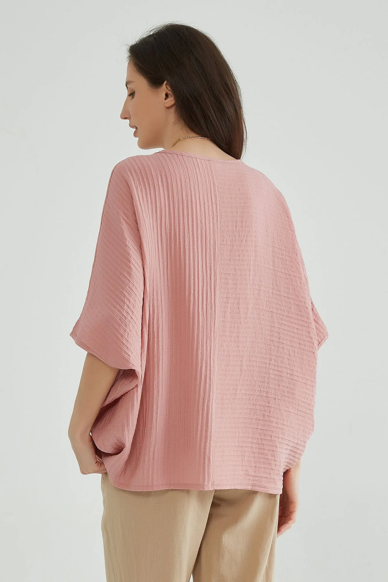 Dusty Pink Oversized Batwing Top