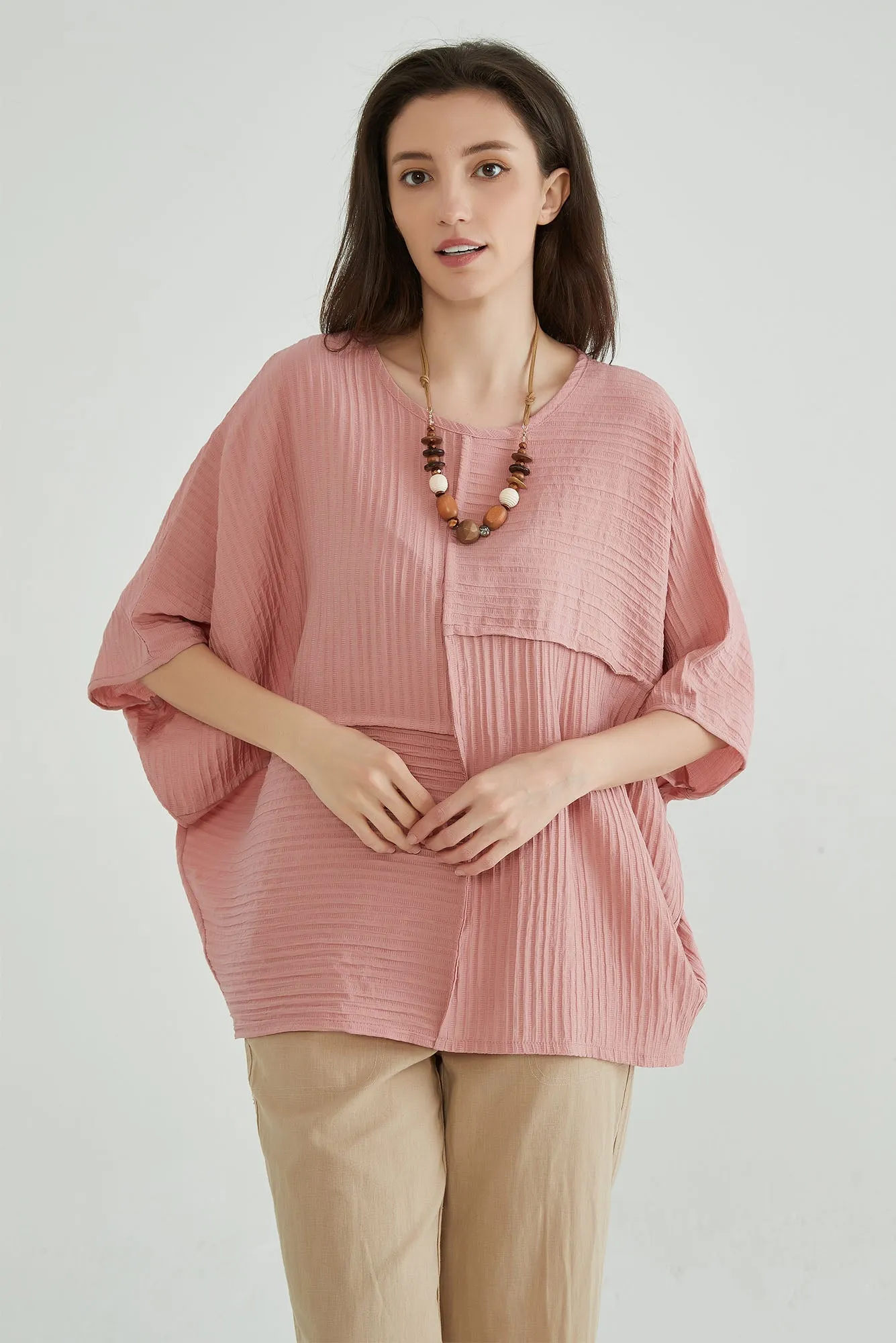 Dusty Pink Oversized Batwing Top