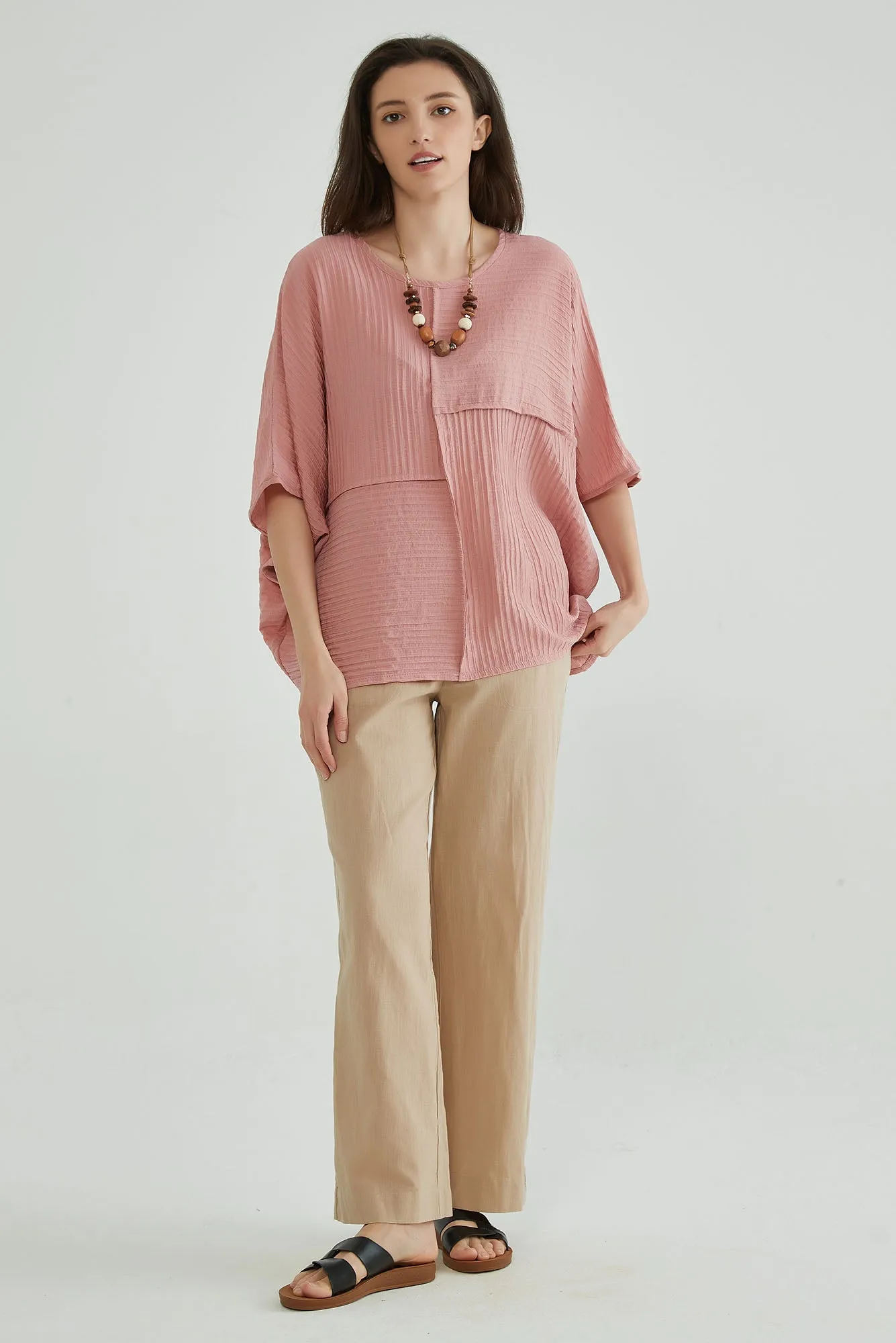 Dusty Pink Oversized Batwing Top