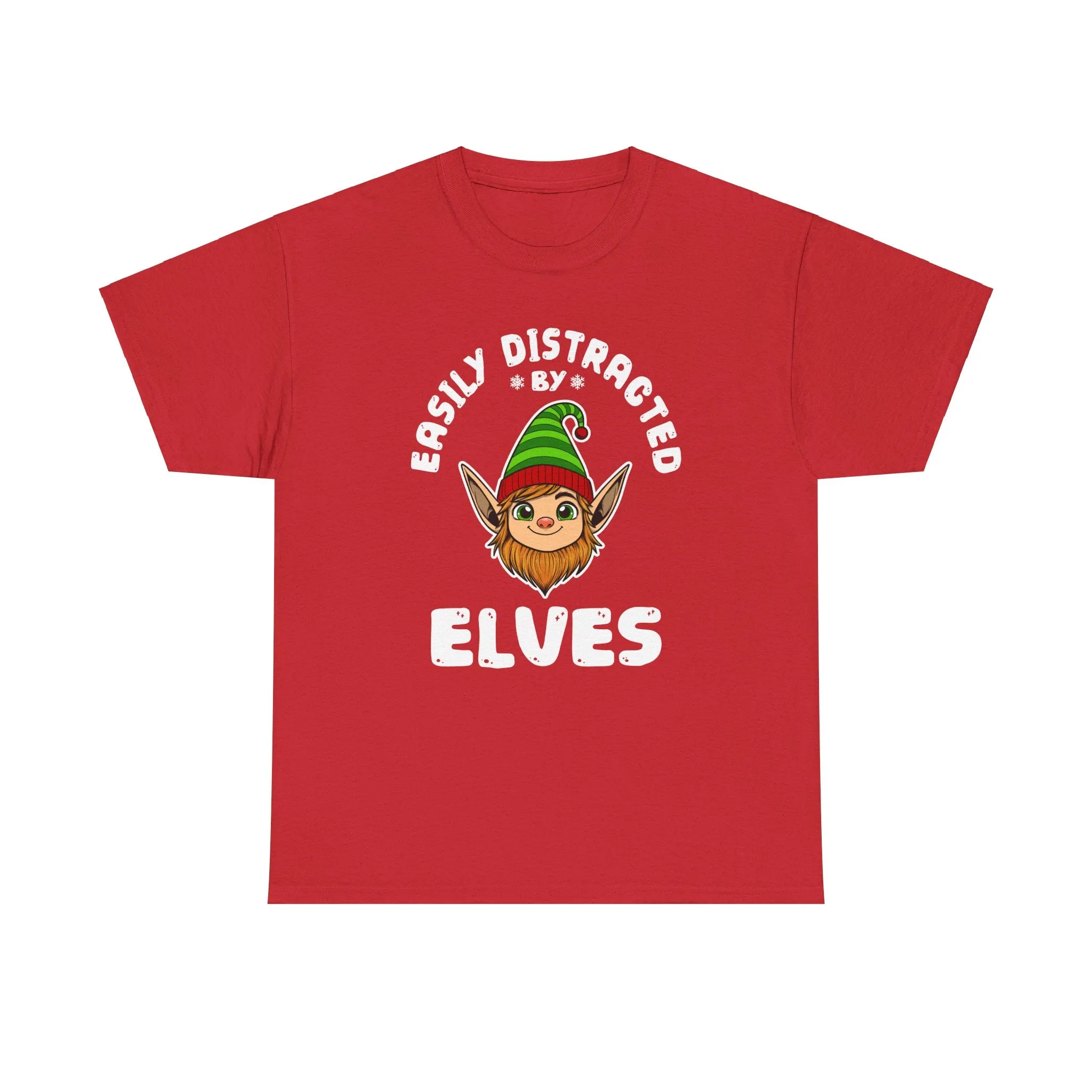 easily distracted by Elves Unisex Cotton Tee