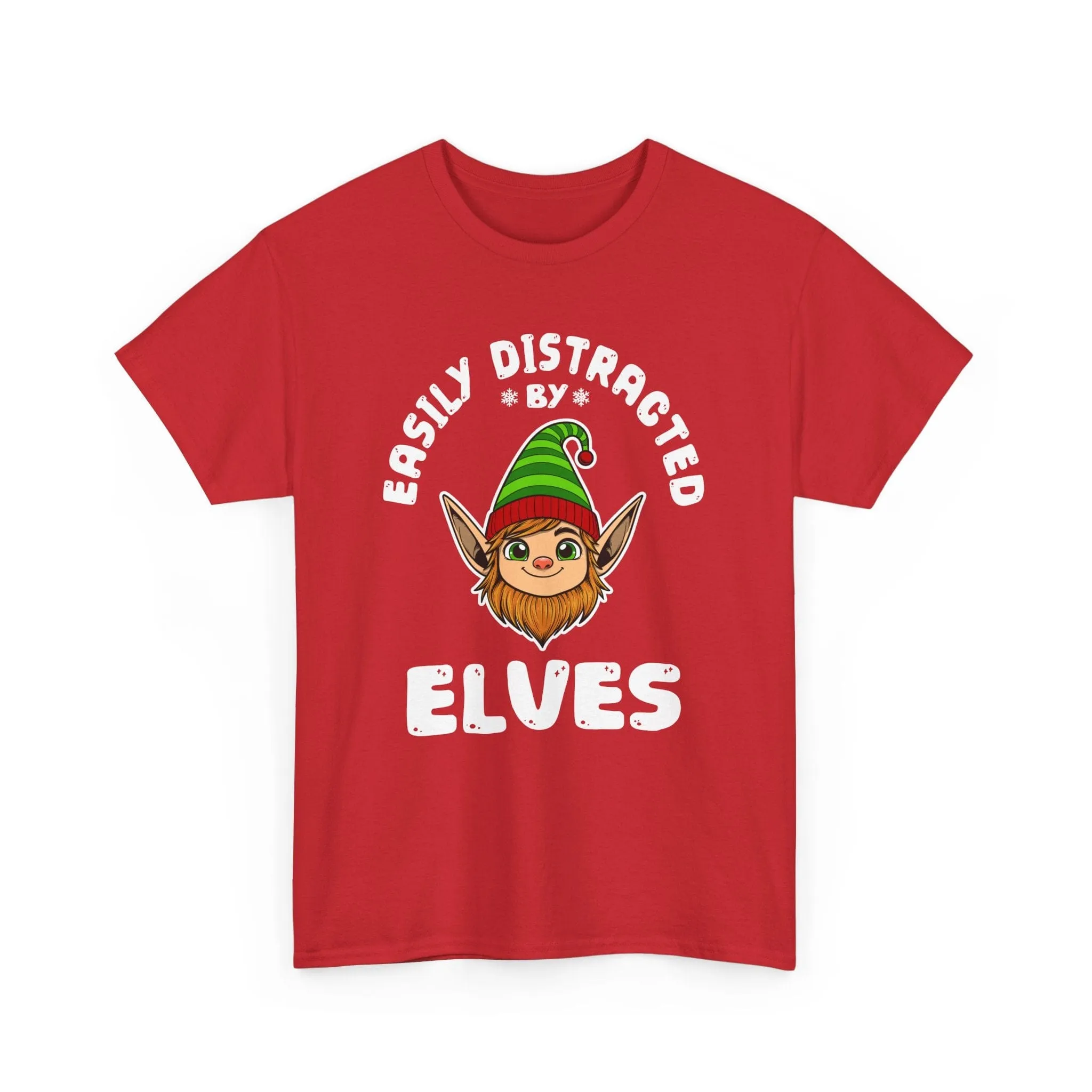 easily distracted by Elves Unisex Cotton Tee