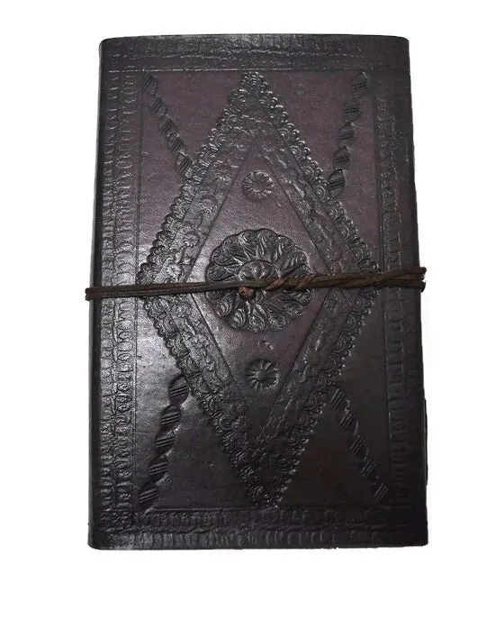 Embossed Leather Journal with Labradorite Stone