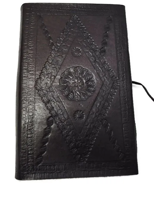 Embossed Leather Journal with Labradorite Stone