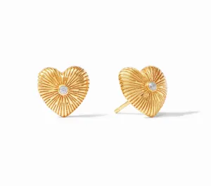 Esme Heart Stud Gold Cubic Zirconia