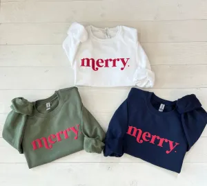 Family Embossed Merry Christmas Sweatshirt