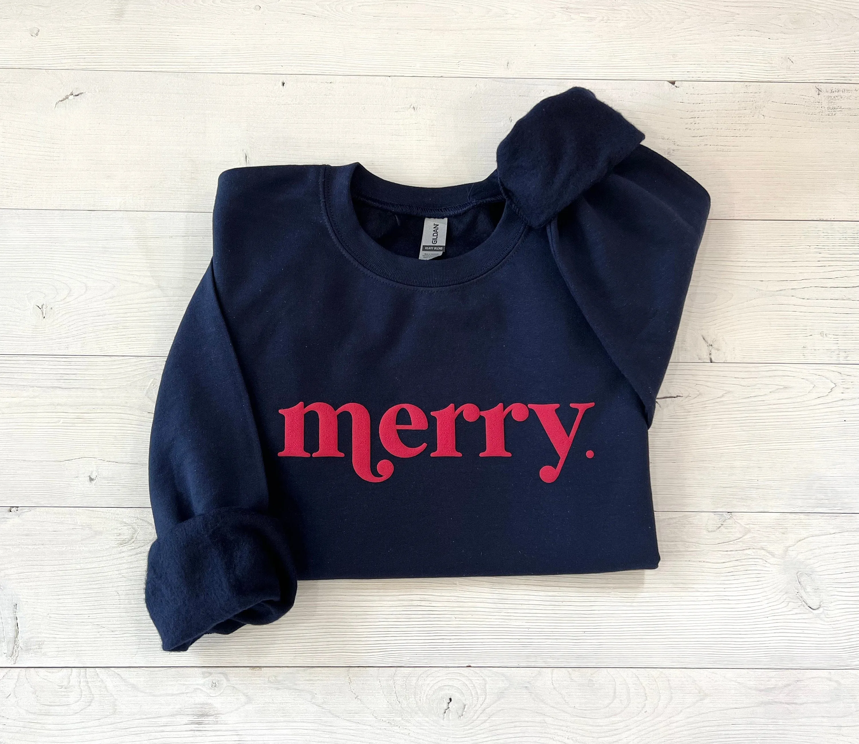 Family Embossed Merry Christmas Sweatshirt