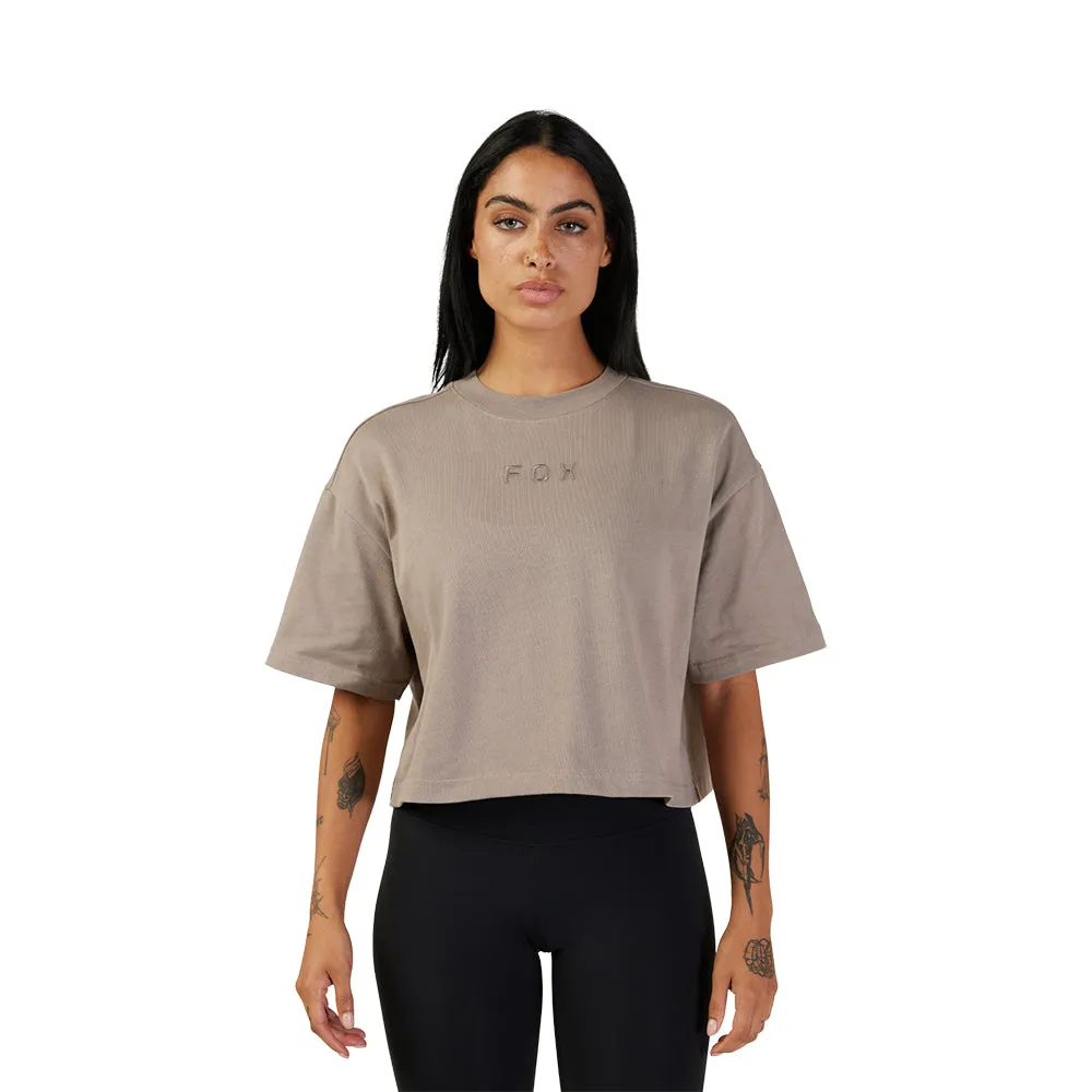 Fox Womens Wordmark Os Crop Tee - Taupe