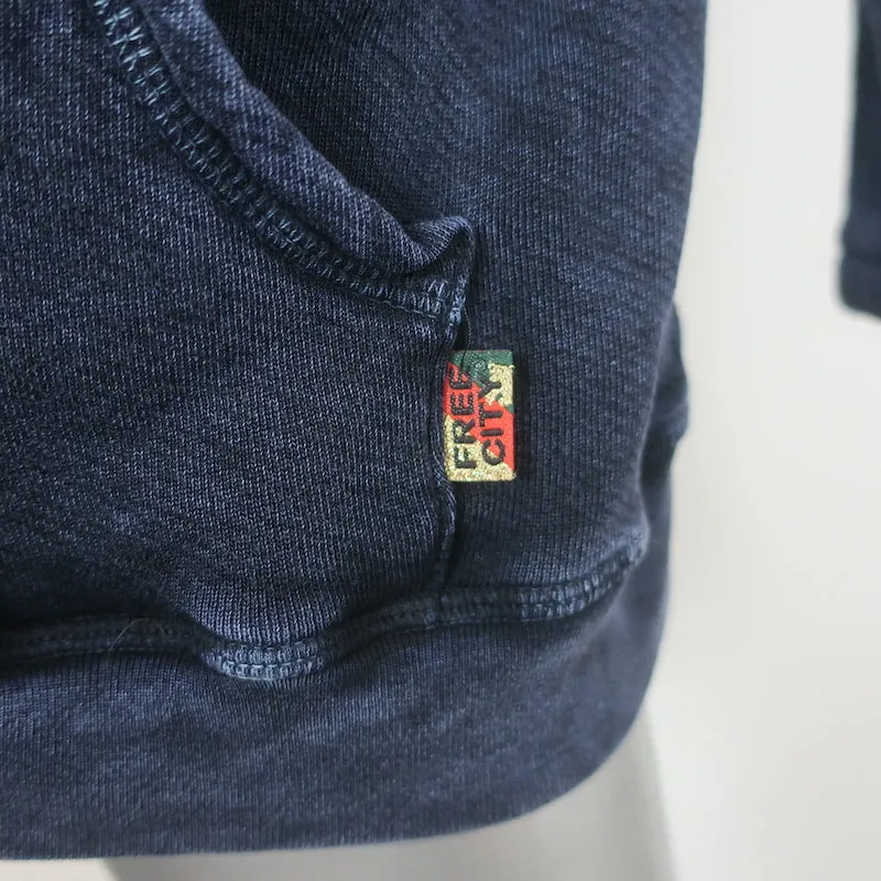 FREECITY Superfluff Lux Zip-Up Hoodie Sweatshirt Navy Size 3