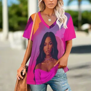 Fuchsia Finesse Women's V-Neck T-Shirt