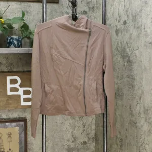 G by Giuliana By iuliana Women's Jet Set French Terry Moto Jacket Mocha Medium