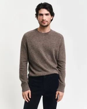 Gant Mens Wool blend crew neck - Hazlenut or navy