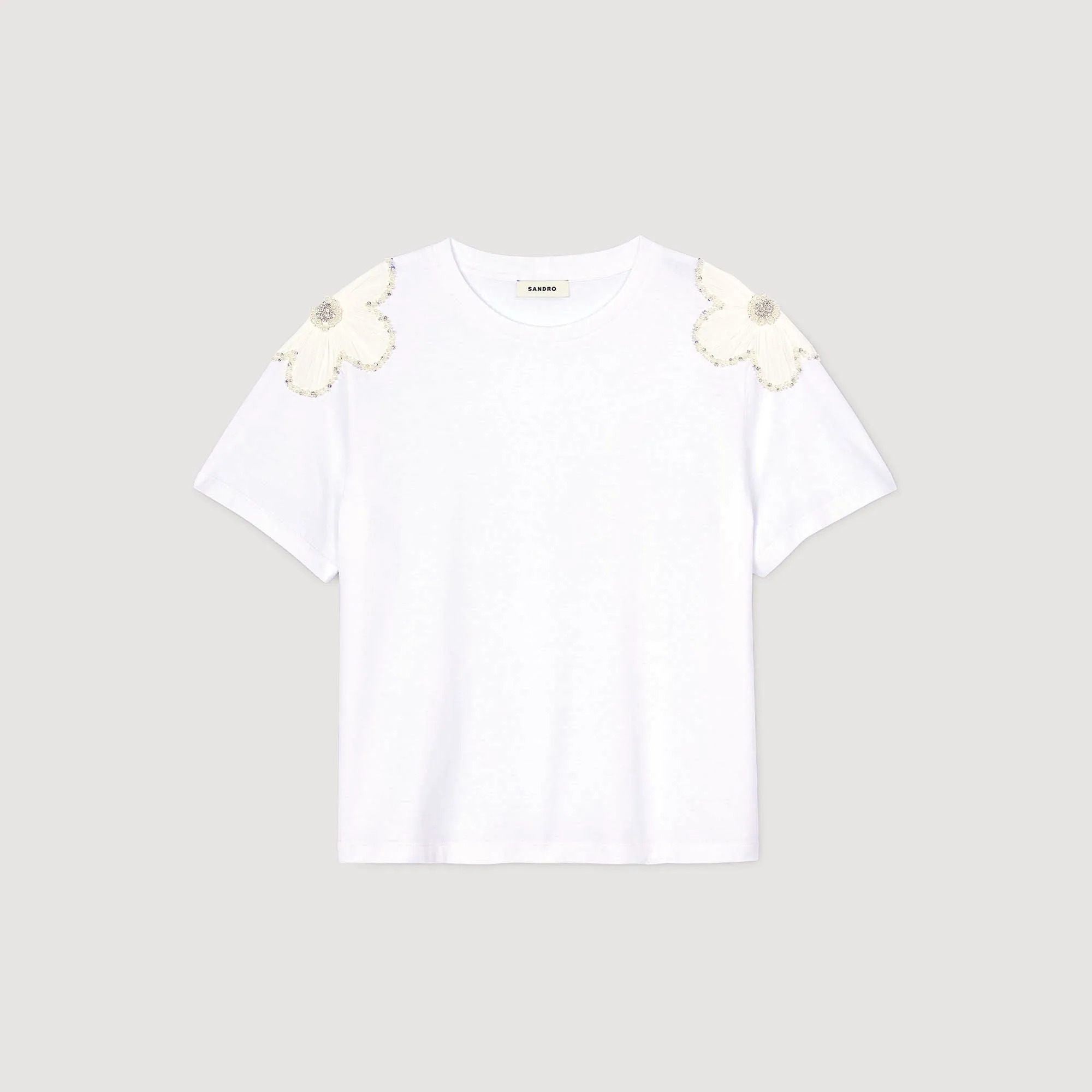 Garden T-Shirt With Embroidered Flowers White