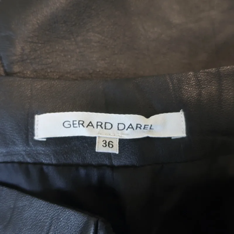 Gerard Darel Croc-Embossed Leather Mini Skirt Black Size 36