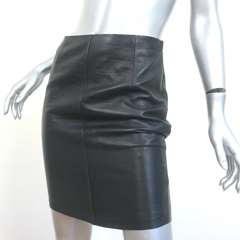 Gerard Darel Croc-Embossed Leather Mini Skirt Black Size 36