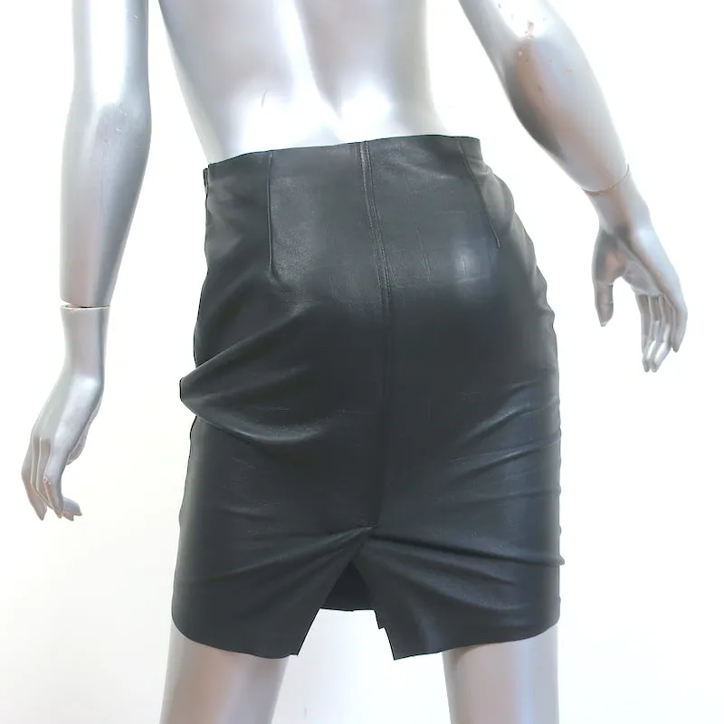 Gerard Darel Croc-Embossed Leather Mini Skirt Black Size 36