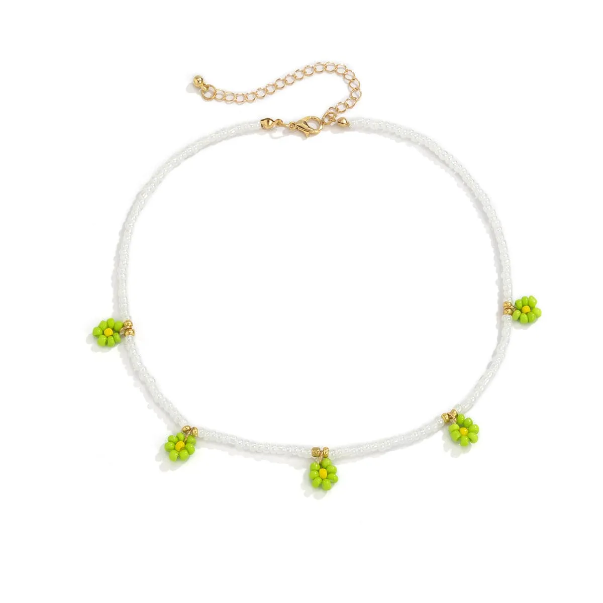Green Howlite & 18K Gold-Plated Mum Beaded Station Choker Necklace