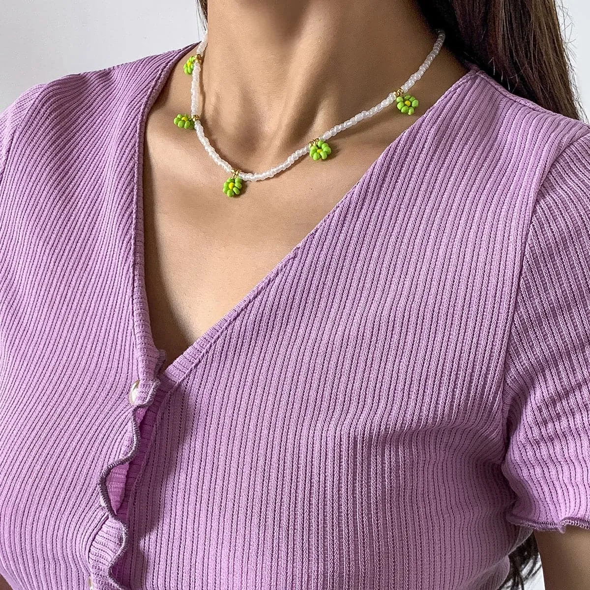 Green Howlite & 18K Gold-Plated Mum Beaded Station Choker Necklace