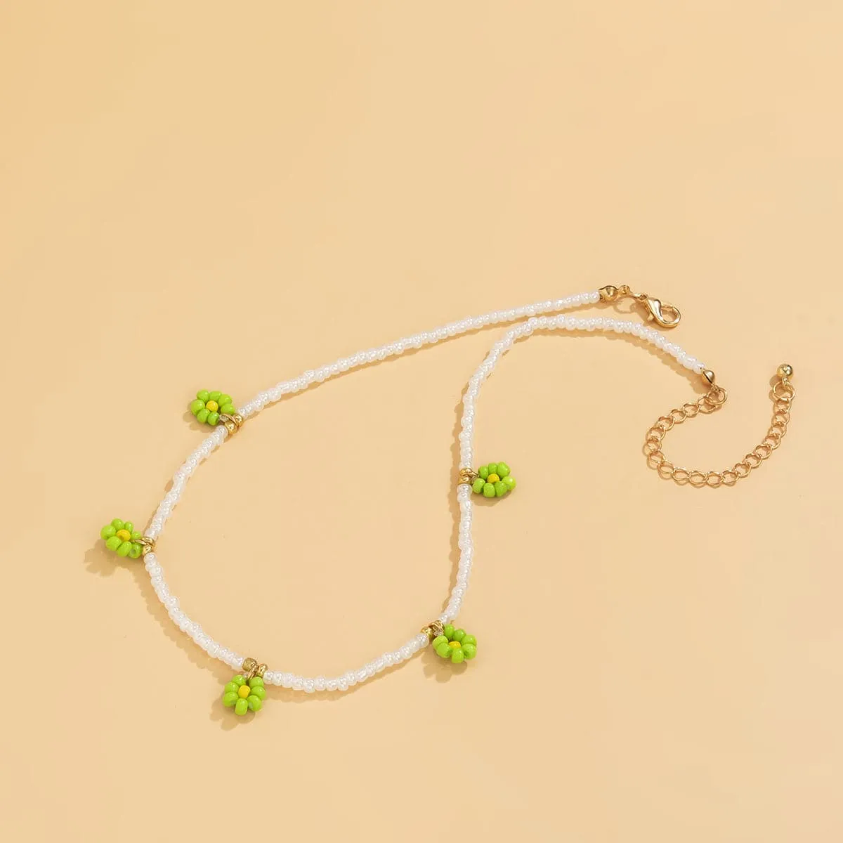 Green Howlite & 18K Gold-Plated Mum Beaded Station Choker Necklace