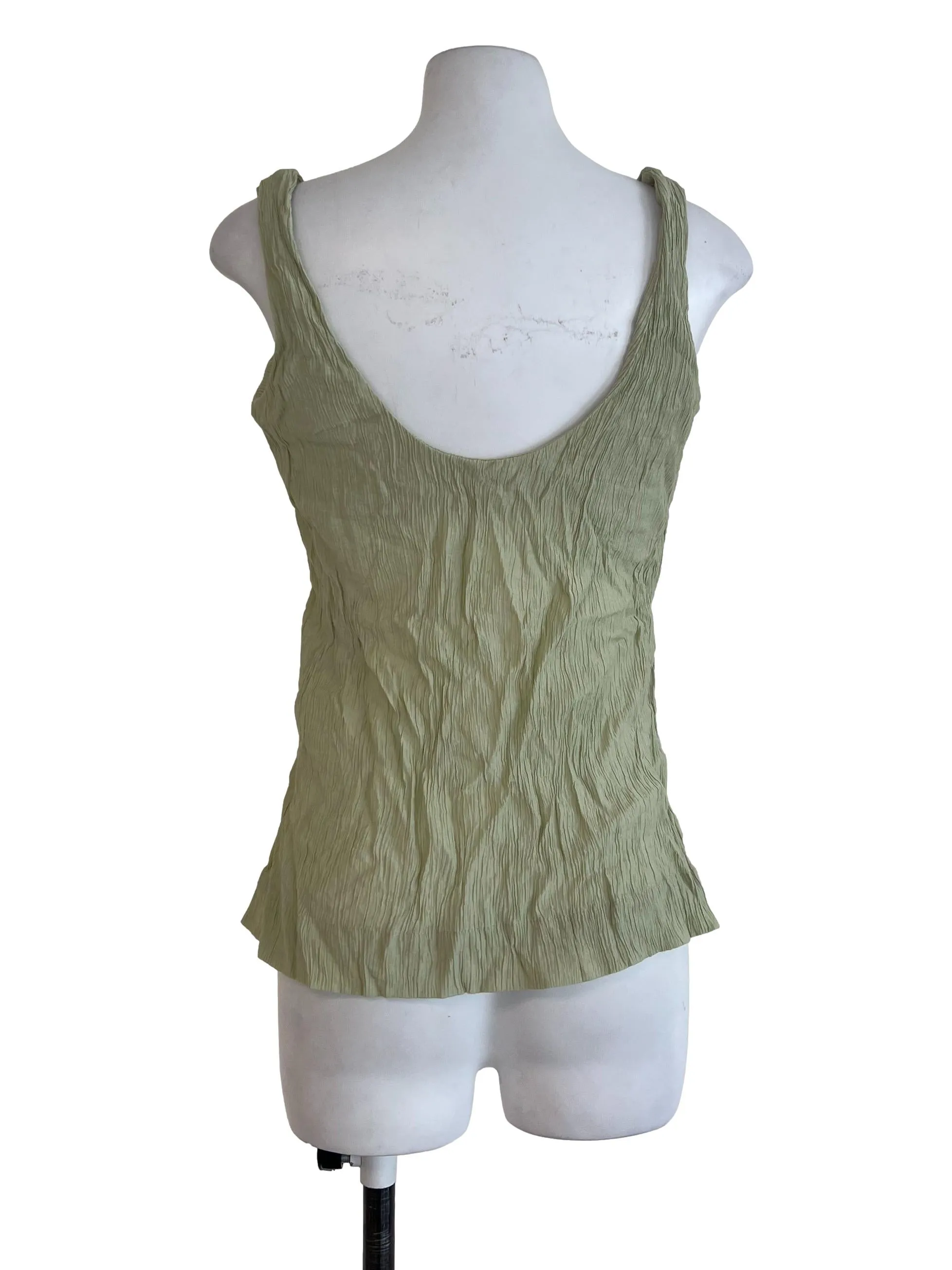 Green Textured Crop Top