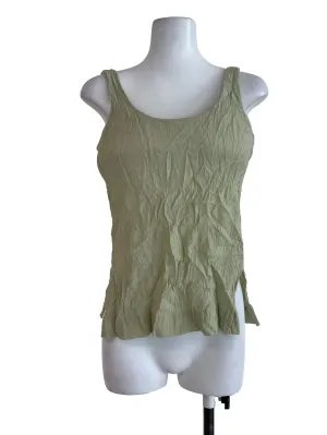 Green Textured Crop Top